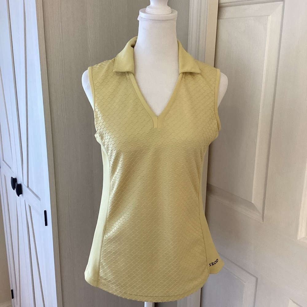 IZOD Women's Sleeveless Light Yellow Textured Sports Tank Top Sz S